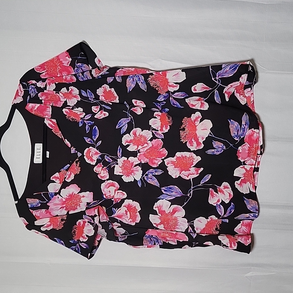Elle XL Black & Pink Floral Top